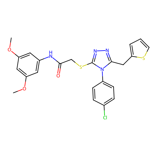 2-{[4-(4-chlorophenyl)-5-(thiophen-2-ylmethyl)-4H-1,2,4-triazol-3-yl]sulfanyl}-N-(3,5-dimethoxyphenyl)acetamide structure