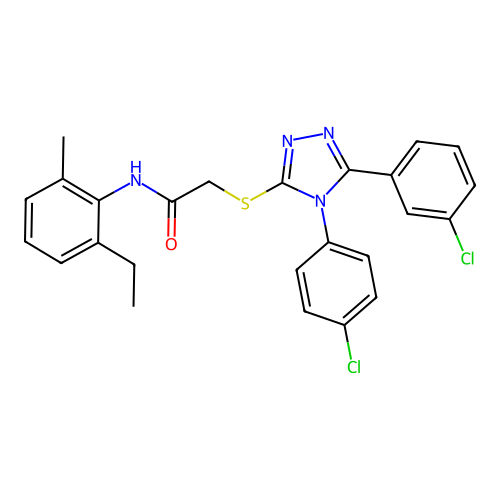 2-{[5-(3-chlorophenyl)-4-(4-chlorophenyl)-4H-1,2,4-triazol-3-yl]sulfanyl}-N-(2-ethyl-6-methylphenyl)acetamide structure