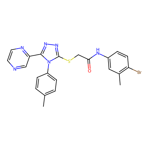 N-(4-bromo-3-methylphenyl)-2-{[4-(4-methylphenyl)-5-(pyrazin-2-yl)-4H-1,2,4-triazol-3-yl]sulfanyl}acetamide structure