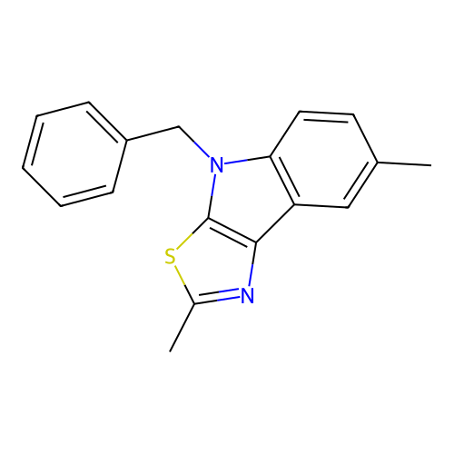 4-benzyl-2,7-dimethyl-4H-[1,3]thiazolo[5,4-b]indole structure