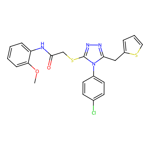 2-{[4-(4-chlorophenyl)-5-(thiophen-2-ylmethyl)-4H-1,2,4-triazol-3-yl]sulfanyl}-N-(2-methoxyphenyl)acetamide structure