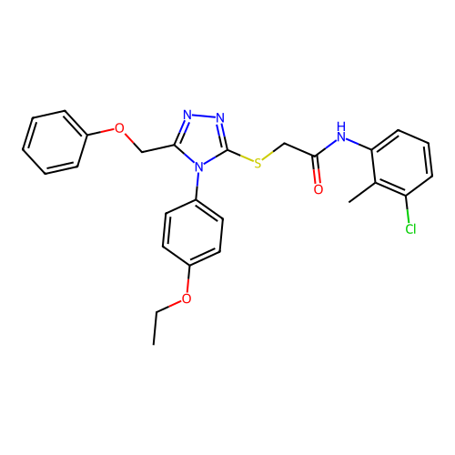 N-(3-chloro-2-methylphenyl)-2-{[4-(4-ethoxyphenyl)-5-(phenoxymethyl)-4H-1,2,4-triazol-3-yl]sulfanyl}acetamide structure