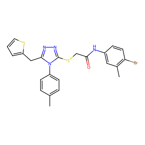 N-(4-bromo-3-methylphenyl)-2-((5-(thiophen-2-ylmethyl)-4-(p-tolyl)-4H-1,2,4-triazol-3-yl)thio)acetamide structure