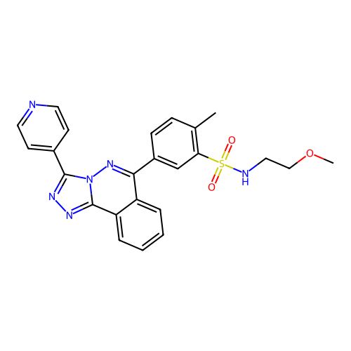N-(2-methoxyethyl)-2-methyl-5-(3-(pyridin-4-yl)-[1,2,4]triazolo[3,4-a]phthalazin-6-yl)benzenesulfonamide structure