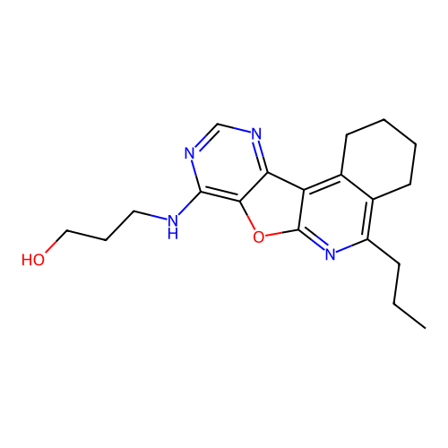 3-((5-propyl-1,2,3,4-tetrahydropyrimido[4',5':4,5]furo[2,3-c]isoquinolin-8-yl)amino)propan-1-ol structure