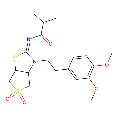 (Z)-N-(3-(3,4-dimethoxyphenethyl)-5,5-dioxidotetrahydrothieno[3,4-d]thiazol-2(3H)-ylidene)isobutyramide structure