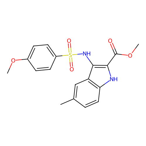 methyl 3-{[(4-methoxyphenyl)sulfonyl]amino}-5-methyl-1H-indole-2-carboxylate structure