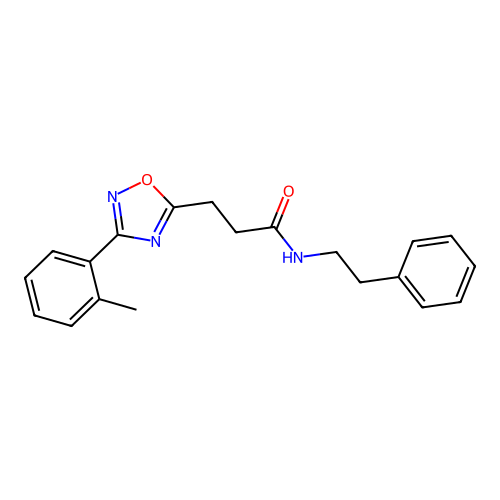 3-[3-(2-methylphenyl)-1,2,4-oxadiazol-5-yl]-N-(2-phenylethyl)propanamide structure