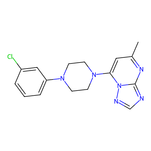 7-[4-(3-Chlorophenyl)piperazin-1-yl]-5-methyl[1,2,4]triazolo[1,5-a]pyrimidine structure