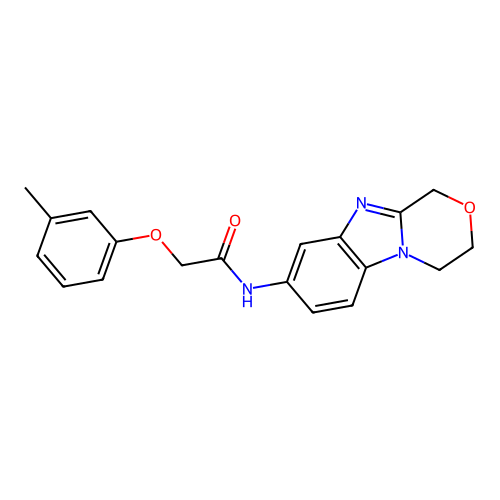 N-(3,4-dihydro-1H-[1,4]oxazino[4,3-a]benzimidazol-8-yl)-2-(3-methylphenoxy)acetamide structure