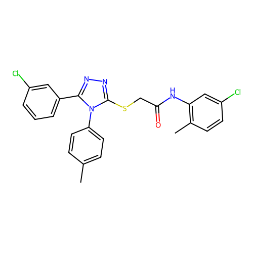 N-(5-chloro-2-methylphenyl)-2-{[5-(3-chlorophenyl)-4-(4-methylphenyl)-4H-1,2,4-triazol-3-yl]sulfanyl}acetamide structure