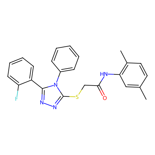 N-(2,5-dimethylphenyl)-2-[[5-(2-fluorophenyl)-4-phenyl-1,2,4-triazol-3-yl]sulfanyl]acetamide structure