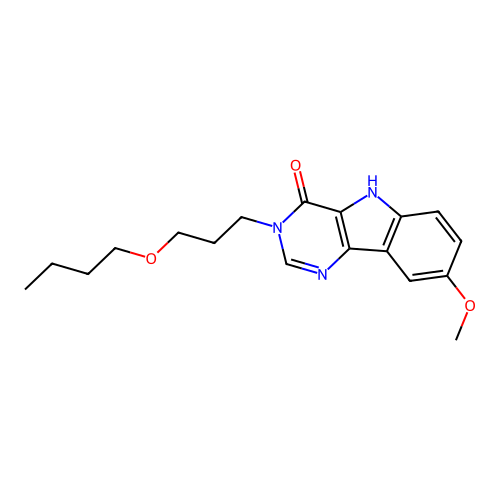 3-(3-butoxypropyl)-8-methoxy-3,5-dihydro-4H-pyrimido[5,4-b]indol-4-one structure