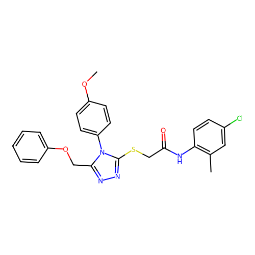 N-(4-chloro-2-methylphenyl)-2-{[4-(4-methoxyphenyl)-5-(phenoxymethyl)-4H-1,2,4-triazol-3-yl]sulfanyl}acetamide structure