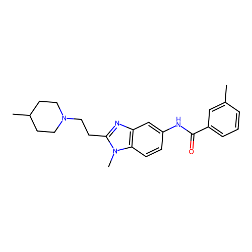 3-methyl-N-[1-methyl-2-[2-(4-methyl-1-piperidyl)ethyl]benzoimidazol-5-yl]benzamide structure