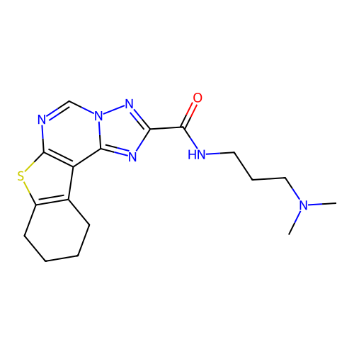 N-(3-(dimethylamino)propyl)-8,9,10,11-tetrahydrobenzo[4,5]thieno[3,2-e][1,2,4]triazolo[1,5-c]pyrimidine-2-carboxamide structure