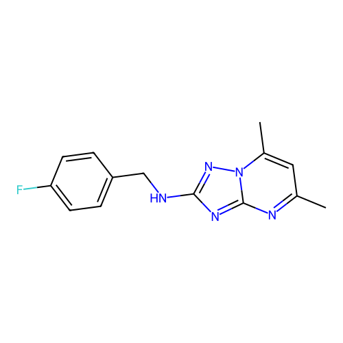 N-[(4-fluorophenyl)methyl]-5,7-dimethyl-[1,2,4]triazolo[1,5-a]pyrimidin-2-amine structure