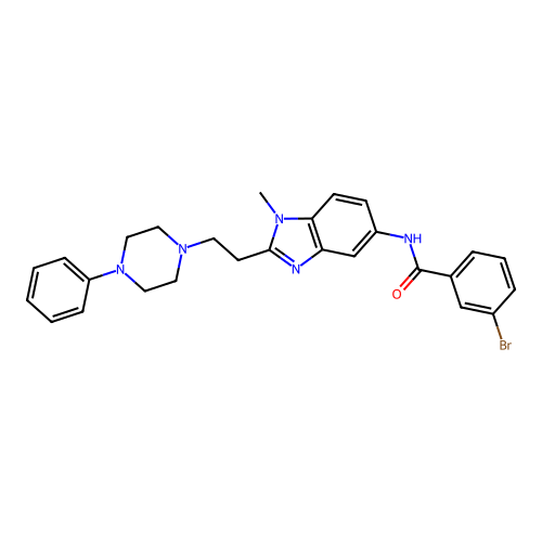 3-bromo-N-[1-methyl-2-[2-(4-phenylpiperazin-1-yl)ethyl]benzimidazol-5-yl]benzamide structure