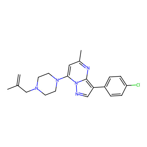 3-(4-chlorophenyl)-5-methyl-7-(4-(2-methylallyl)piperazin-1-yl)pyrazolo[1,5-a]pyrimidine structure