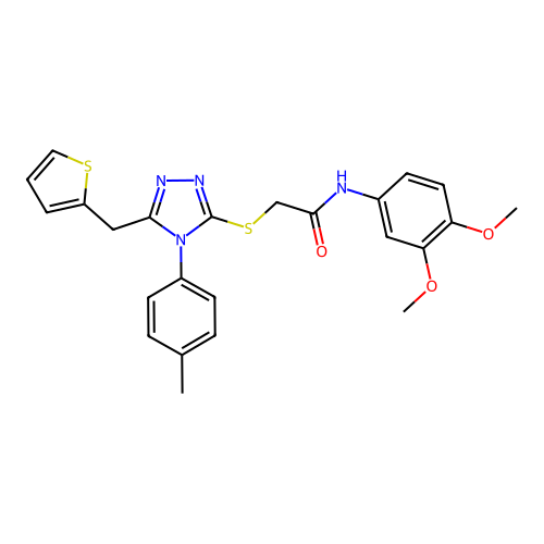 N-(3,4-dimethoxyphenyl)-2-{[4-(4-methylphenyl)-5-(thiophen-2-ylmethyl)-4H-1,2,4-triazol-3-yl]sulfanyl}acetamide structure
