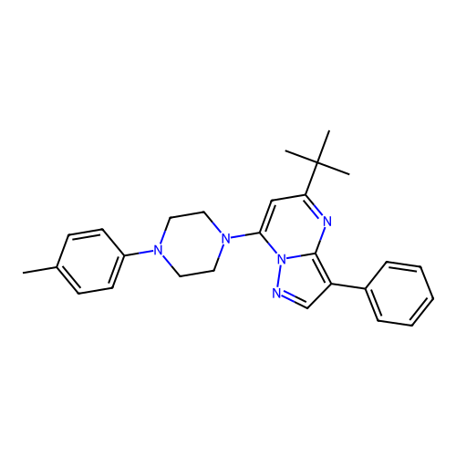 5-tert-butyl-7-[4-(4-methylphenyl)piperazin-1-yl]-3-phenylpyrazolo[1,5-a]pyrimidine structure