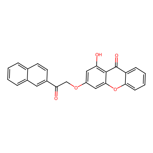 1-hydroxy-3-[2-(2-naphthyl)-2-oxoethoxy]-9H-xanthen-9-one structure
