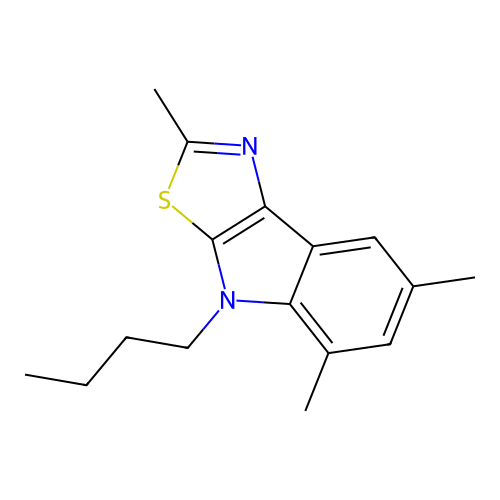 4-butyl-2,5,7-trimethyl-4H-[1,3]thiazolo[5,4-b]indole structure