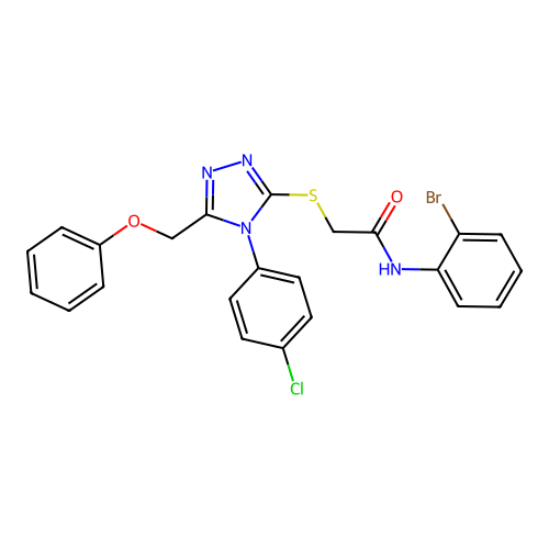 N-(2-bromophenyl)-2-[[4-(4-chlorophenyl)-5-(phenoxymethyl)-1,2,4-triazol-3-yl]sulfanyl]acetamide structure