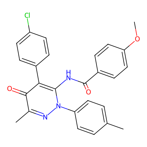 N-[4-(4-chlorophenyl)-6-methyl-2-(4-methylphenyl)-5-oxopyridazin-3-yl]-4-methoxybenzamide structure
