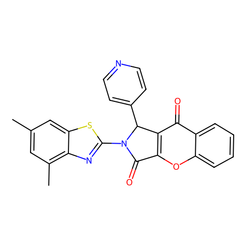 2-(4,6-dimethyl-1,3-benzothiazol-2-yl)-1-(pyridin-4-yl)-1,2-dihydrochromeno[2,3-c]pyrrole-3,9-dione structure