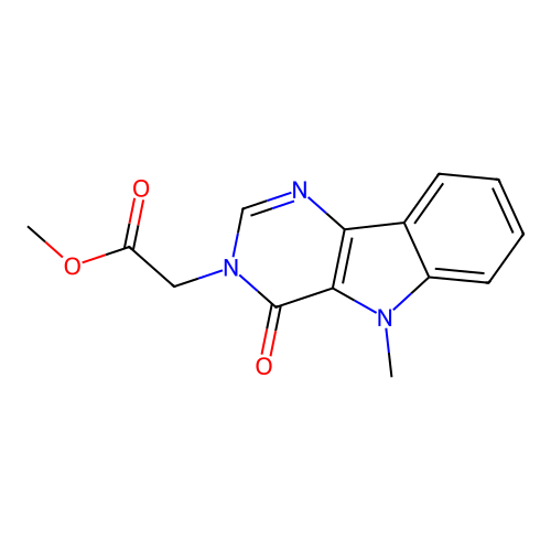 methyl (5-methyl-4-oxo-4,5-dihydro-3H-pyrimido[5,4-b]indol-3-yl)acetate structure