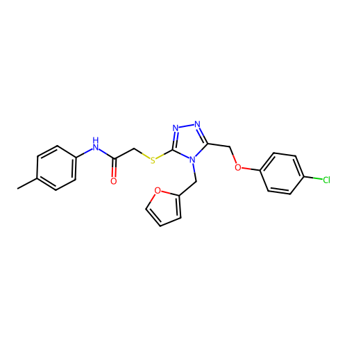 2-((5-((4-chlorophenoxy)methyl)-4-(furan-2-ylmethyl)-4H-1,2,4-triazol-3-yl)thio)-N-(p-tolyl)acetamide structure