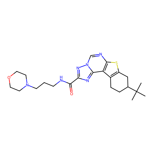 9-(tert-butyl)-N-(3-morpholinopropyl)-8,9,10,11-tetrahydrobenzo[4,5]thieno[3,2-e][1,2,4]triazolo[1,5-c]pyrimidine-2-carboxamide structure