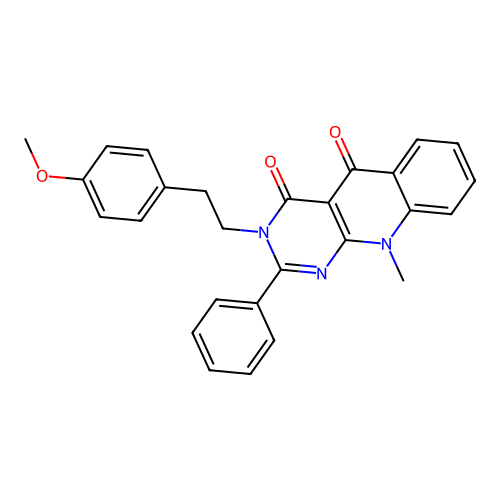 3-(4-methoxyphenethyl)-10-methyl-2-phenylpyrimido[4,5-b]quinoline-4,5(3H,10H)-dione structure