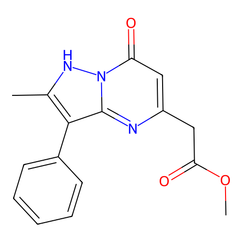 Methyl (2-methyl-7-oxo-3-phenyl-4,7-dihydropyrazolo[1,5-a]pyrimidin-5-yl)acetate structure