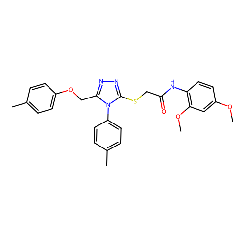 N-(2,4-dimethoxyphenyl)-2-((4-(p-tolyl)-5-((p-tolyloxy)methyl)-4H-1,2,4-triazol-3-yl)thio)acetamide structure