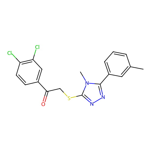 1-(3,4-dichlorophenyl)-2-((4-methyl-5-(m-tolyl)-4H-1,2,4-triazol-3-yl)thio)ethanone structure