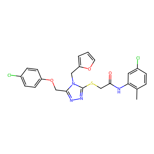 N-(5-chloro-2-methylphenyl)-2-((5-((4-chlorophenoxy)methyl)-4-(furan-2-ylmethyl)-4H-1,2,4-triazol-3-yl)thio)acetamide structure