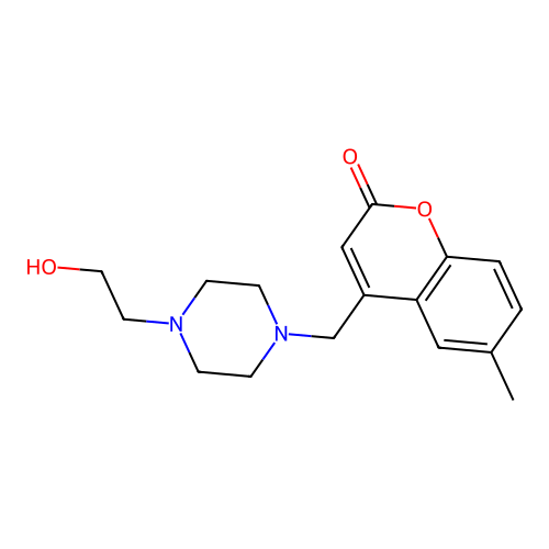 4-((4-(2-hydroxyethyl)piperazin-1-yl)methyl)-6-methyl-2H-chromen-2-one structure
