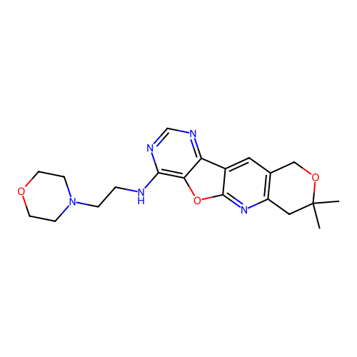 (8,8-Dimethyl-8,9-dihydro-6H-7,11-dioxa-2,4,10-triaza-benzo[b]fluoren-1-yl)-(2-morpholin-4-yl-ethyl)-am ine structure