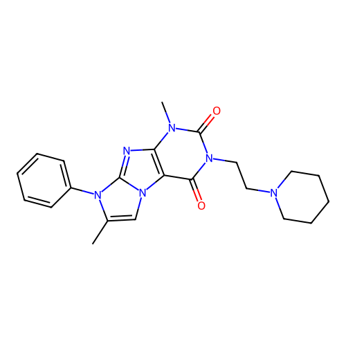 1,7-dimethyl-8-phenyl-3-(2-(piperidin-1-yl)ethyl)-1H-imidazo[2,1-f]purine-2,4(3H,8H)-dione structure