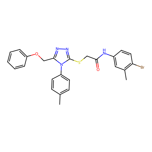 N-(4-bromo-3-methylphenyl)-2-{[4-(4-methylphenyl)-5-(phenoxymethyl)-4H-1,2,4-triazol-3-yl]sulfanyl}acetamide structure