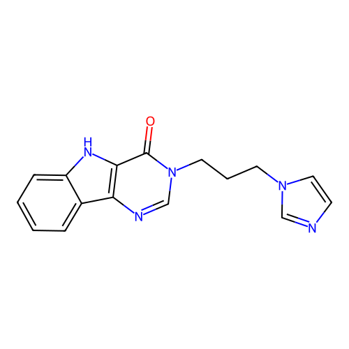 3-[3-(1H-imidazol-1-yl)propyl]-3,5-dihydro-4H-pyrimido[5,4-b]indol-4-one structure