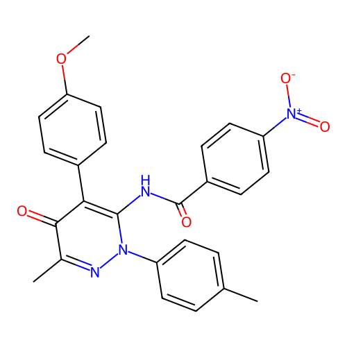 N-[4-(4-methoxyphenyl)-6-methyl-2-(4-methylphenyl)-5-oxopyridazin-3-yl]-4-nitrobenzamide structure