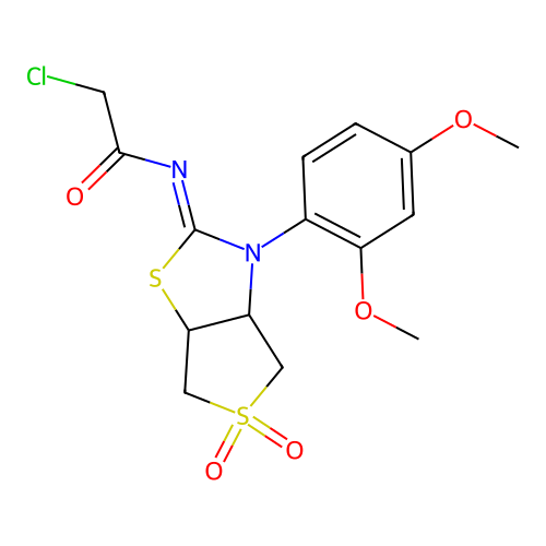 2-chloro-N-[(2Z)-3-(2,4-dimethoxyphenyl)-5,5-dioxidotetrahydrothieno[3,4-d][1,3]thiazol-2(3H)-ylidene]acetamide structure