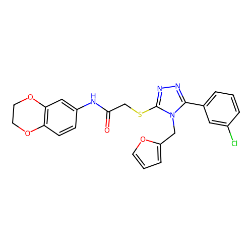 2-{[5-(3-chlorophenyl)-4-(furan-2-ylmethyl)-4H-1,2,4-triazol-3-yl]sulfanyl}-N-(2,3-dihydro-1,4-benzodioxin-6-yl)acetamide structure