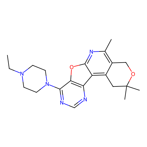 8-(4-ethylpiperazin-1-yl)-2,2,5-trimethyl-1,4-dihydro-2H-pyrano[4'',3'':4',5']pyrido[3',2':4,5]furo[3,2-d]pyrimidine structure