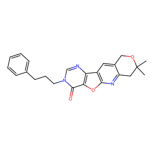 8,8-dimethyl-3-(3-phenylpropyl)-7,10-dihydro-8H-pyrano[3'',4'':5',6']pyrido[3',2':4,5]furo[3,2-d]pyrimidin-4(3H)-one structure