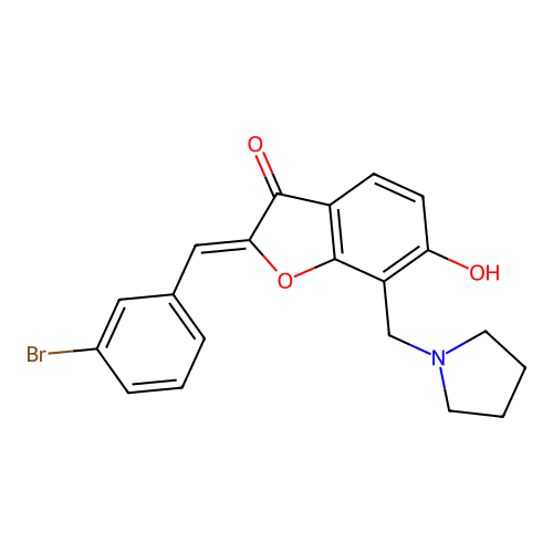(Z)-2-(3-bromobenzylidene)-6-hydroxy-7-(pyrrolidin-1-ylmethyl)benzofuran-3(2H)-one structure