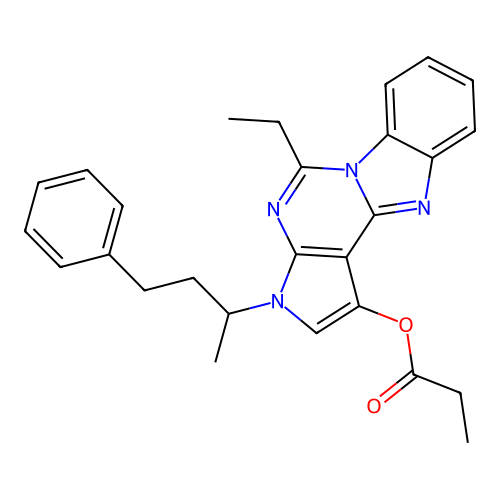 5-ethyl-3-(4-phenylbutan-2-yl)-3H-benzo[4,5]imidazo[1,2-c]pyrrolo[3,2-e]pyrimidin-1-yl propionate structure